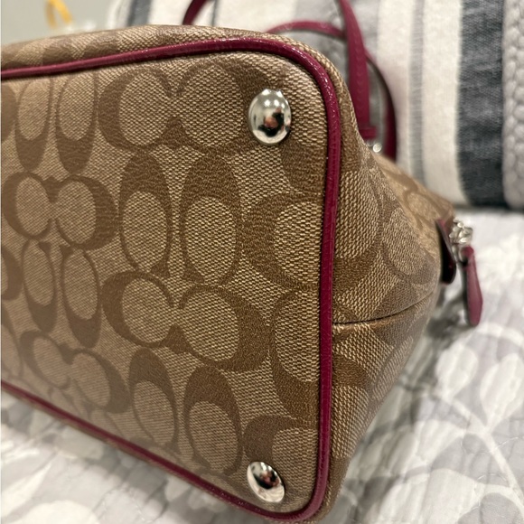 Coach Tan and Pink Signature Satchel - Picture 7 of 8